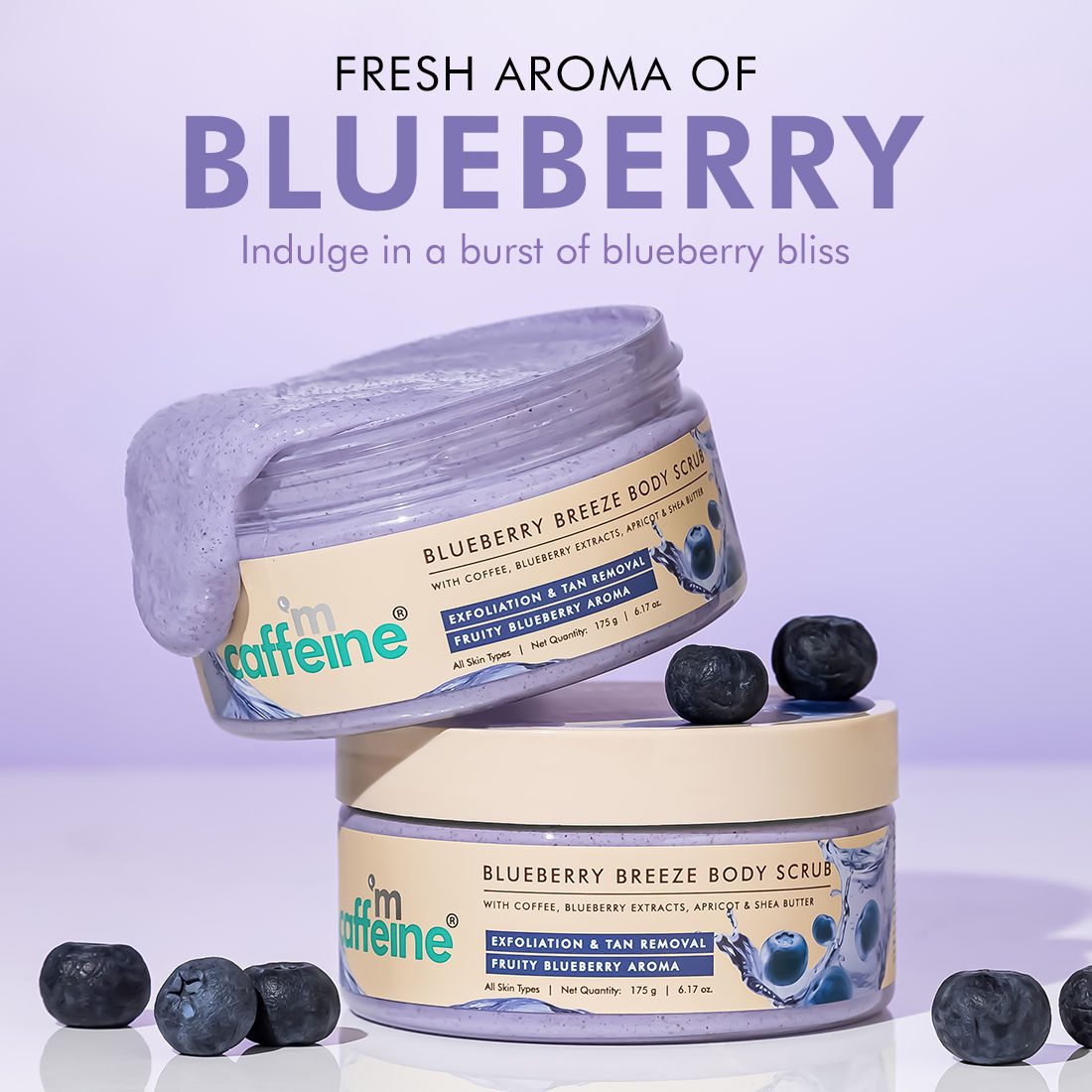 Blueberry Breeze Body Scrub For Glowing Skin, Exfoliates & Removes Tan