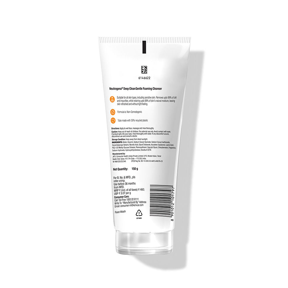 Deep Clean Gentle Foaming Cleanser - Moisturizing Face Wash for Normal to Sensitive Skin