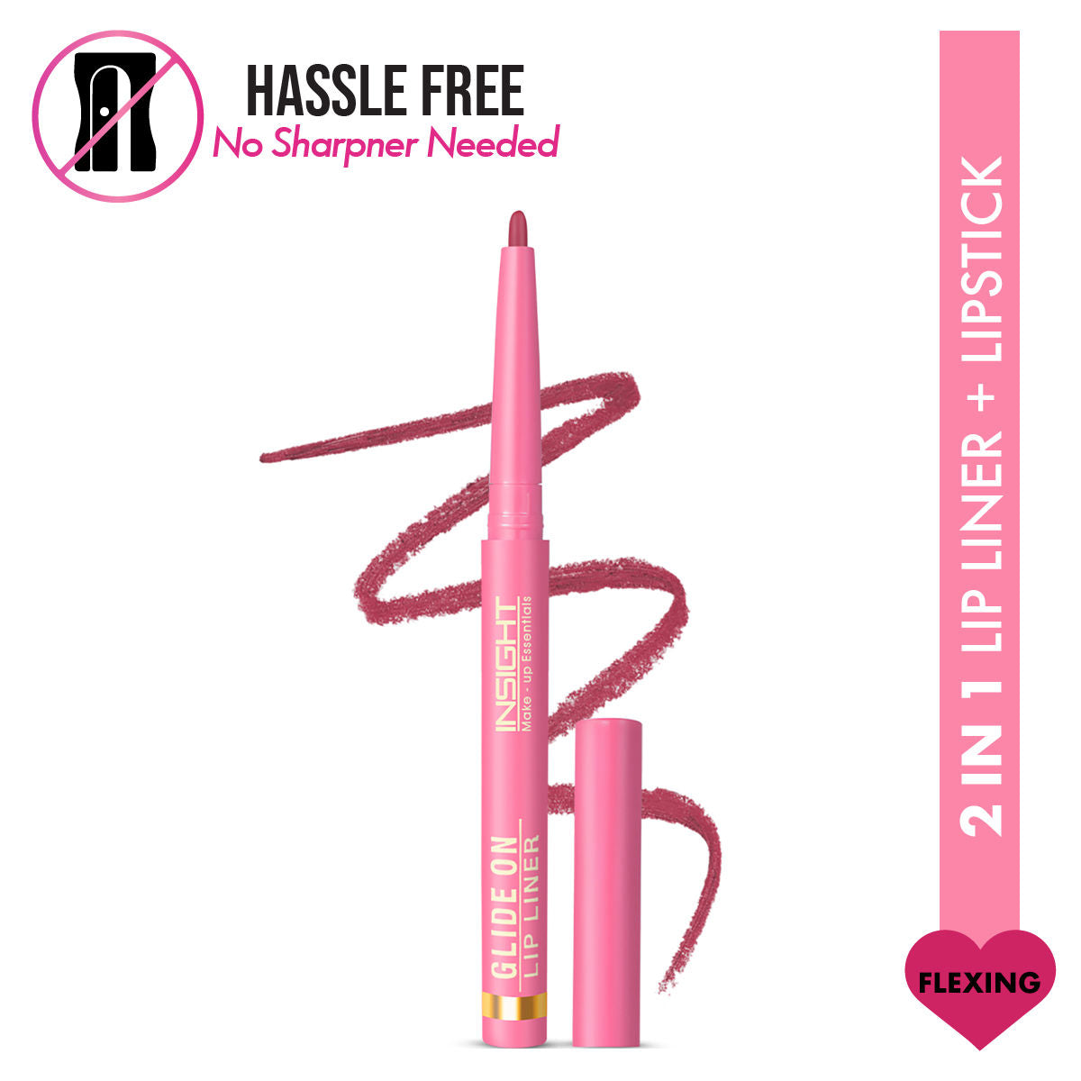 Glide On Lip Liner, Intense Pigment, Long Wear Matte Lip Formula - Flexing