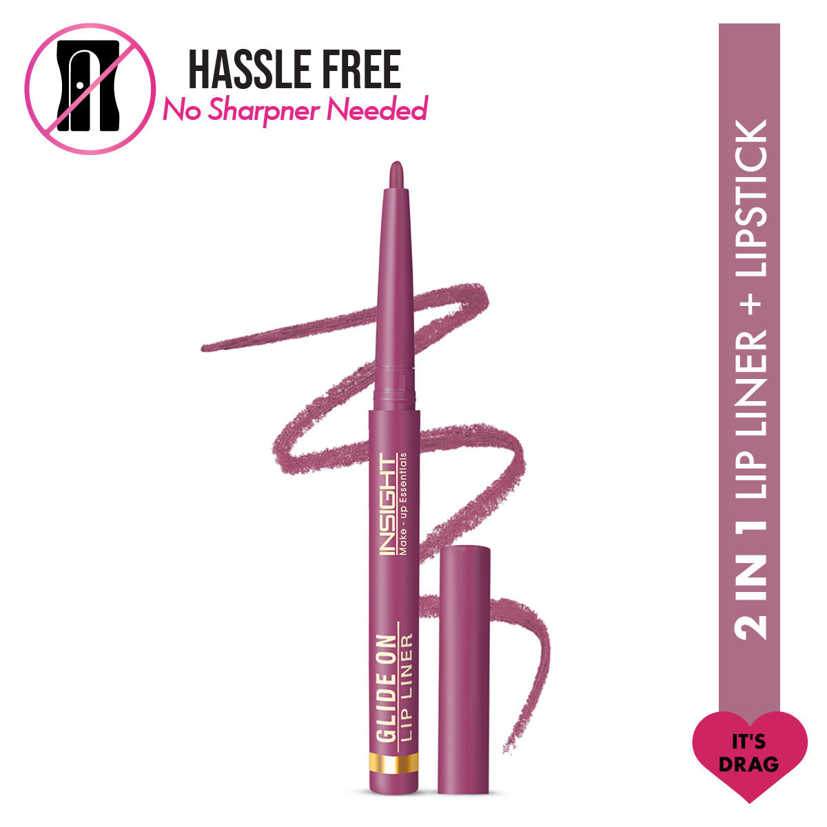 Glide On Lip Liner, Intense Pigment, Long Wear Matte Lip Formula - It's Drag