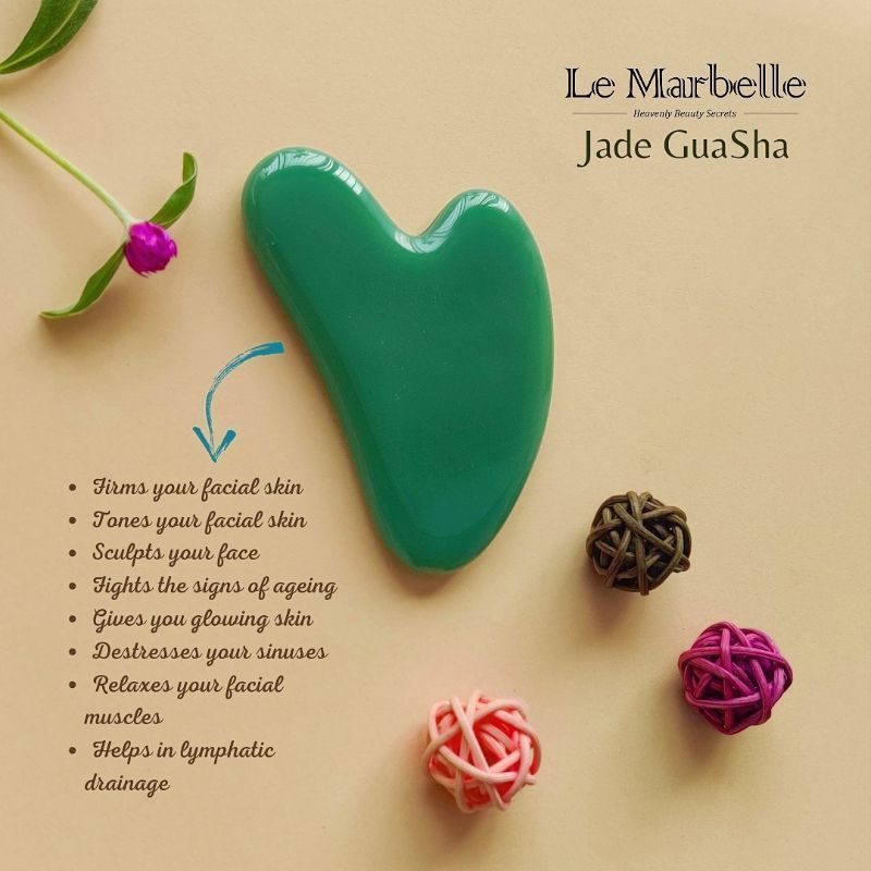 Jade Gua Sha Stone Face Massager For Face, Neck Glow & Skin Brightening
