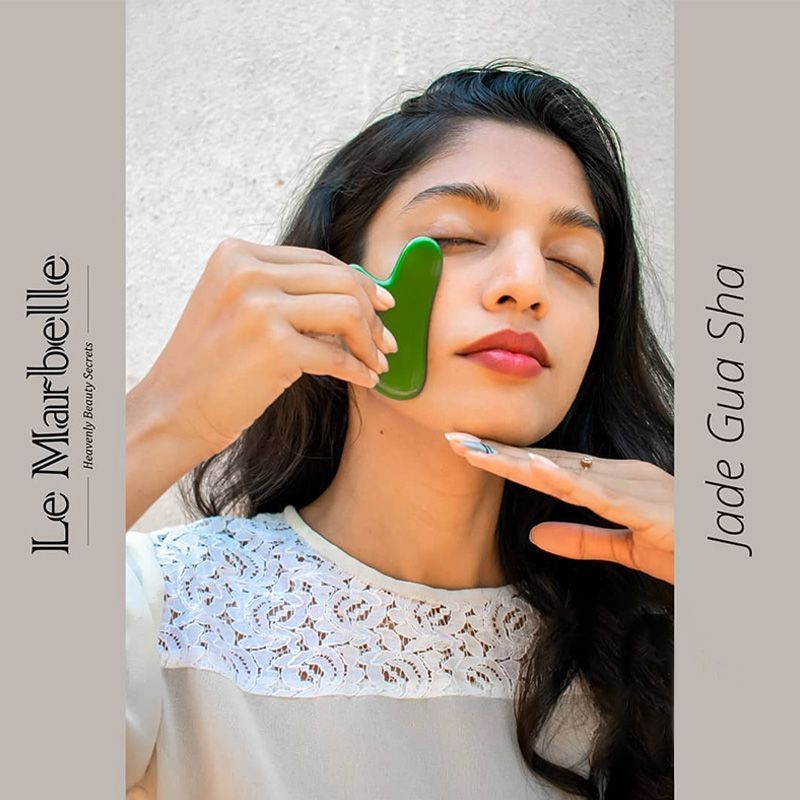 Jade Gua Sha Stone Face Massager For Face, Neck Glow & Skin Brightening