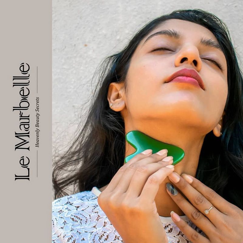 Jade Gua Sha Stone Face Massager For Face, Neck Glow & Skin Brightening