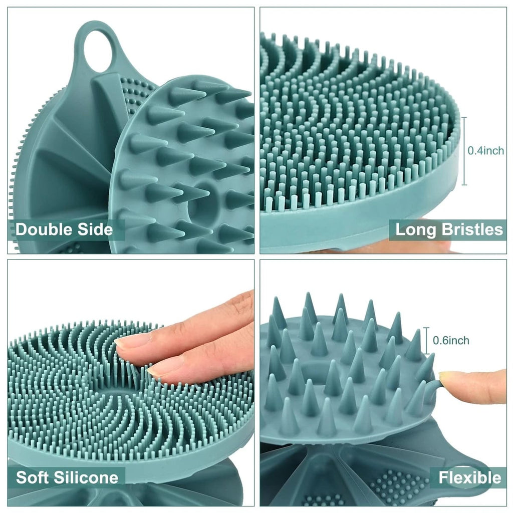 Scalp Massager And Body Scrubber Silicone Shampoo Brush Soft Bath Brush 2 In 1