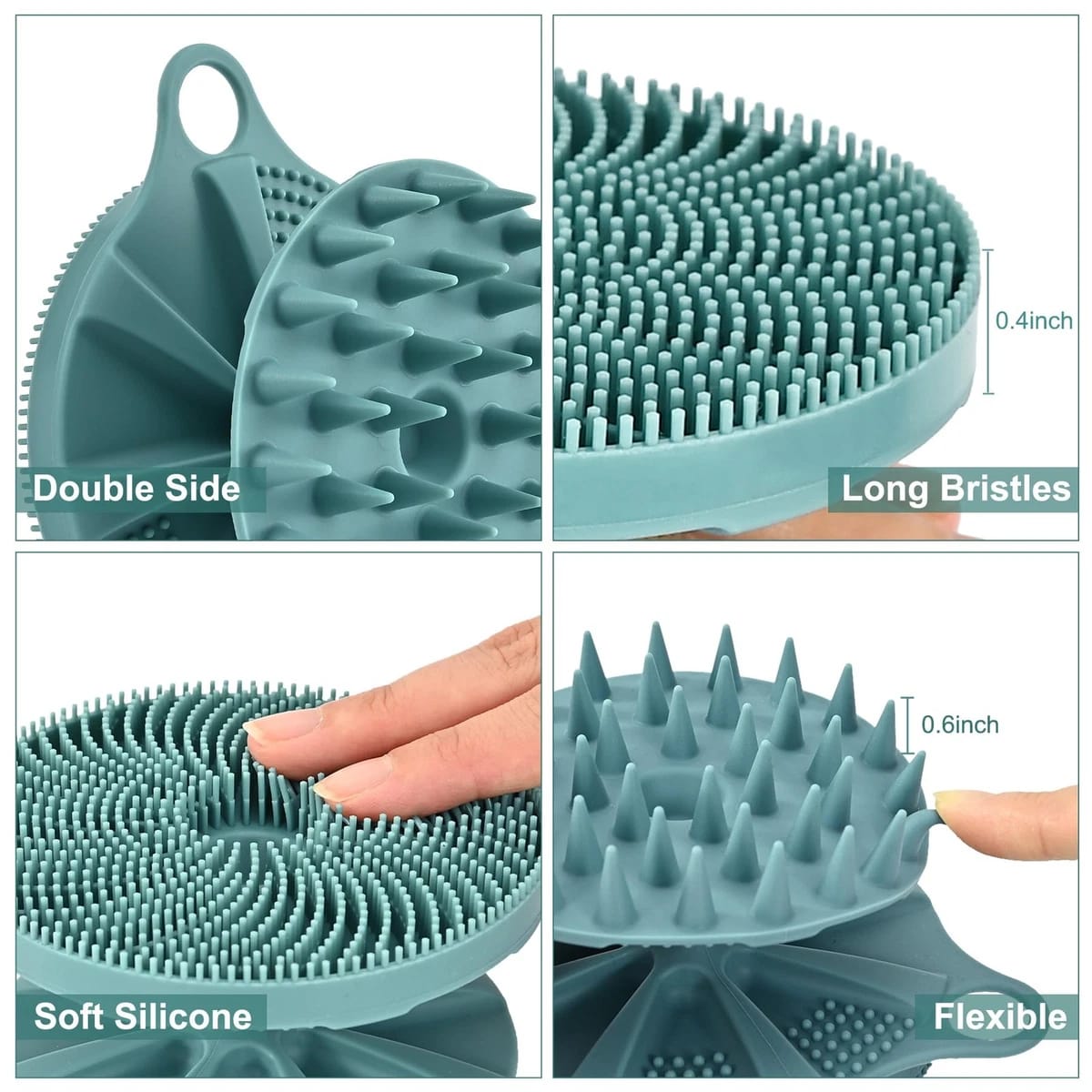 Scalp Massager And Body Scrubber Silicone Shampoo Brush Soft Bath Brush 2 In 1