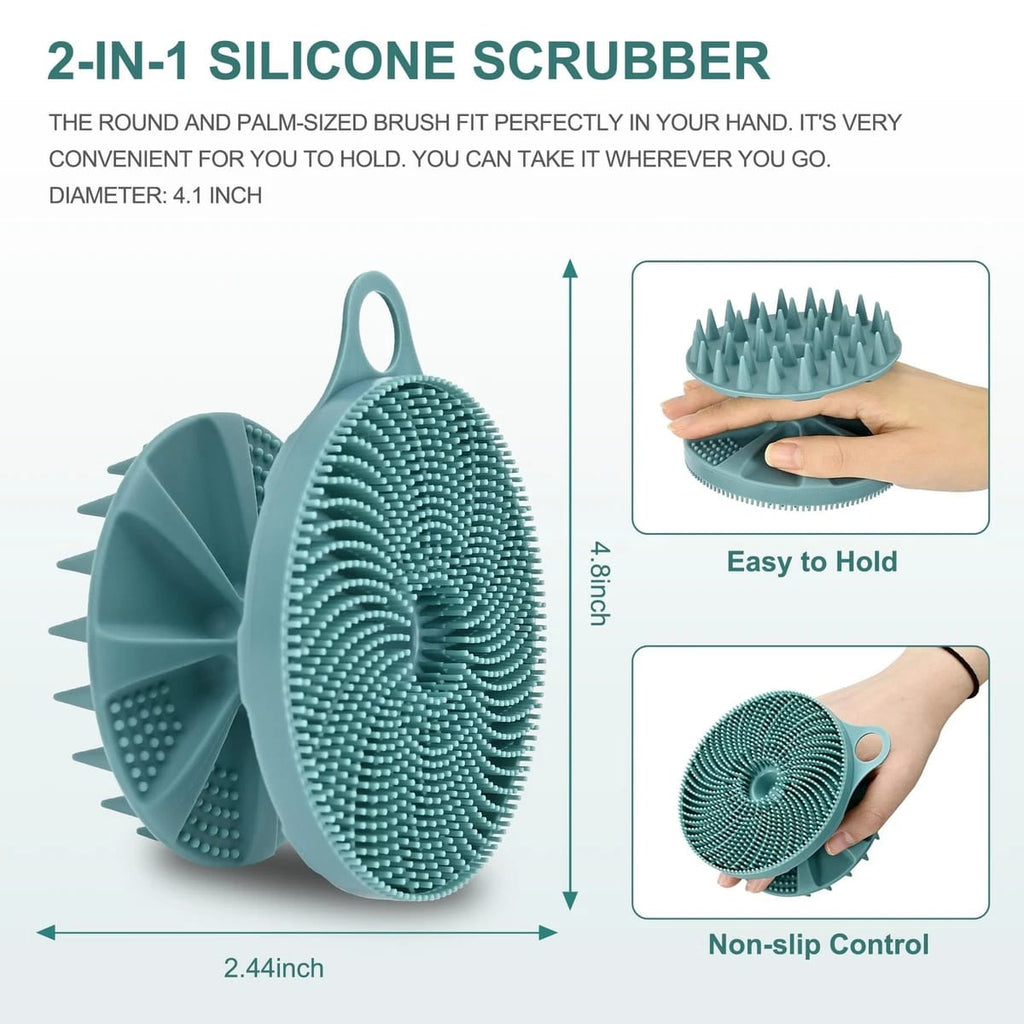 Scalp Massager And Body Scrubber Silicone Shampoo Brush Soft Bath Brush 2 In 1