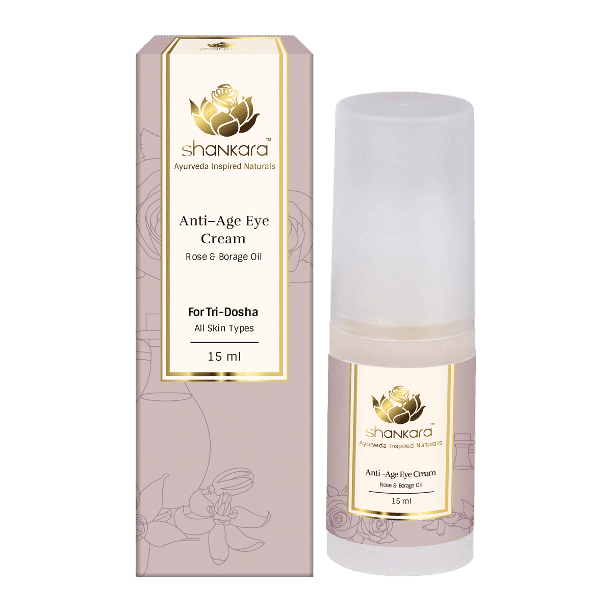 Anti-Age Eye Cream-Rose, Borage Oil & 10% Vitamin C, Reducing Puffiness & Dark Circles