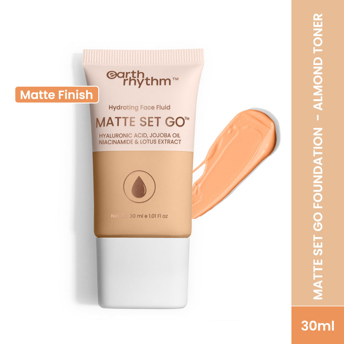Hydrating Matte Set Go Face Fluid Foundation SPF 30 & PA++++ - Almond Toner