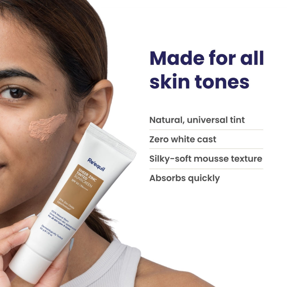 Sheer Zinc Tinted Sunscreen Spf 50 Pa+++ 100% Mineral Sunscreen