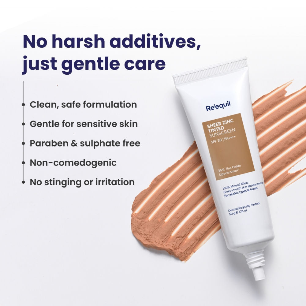 Sheer Zinc Tinted Sunscreen Spf 50 Pa+++ 100% Mineral Sunscreen