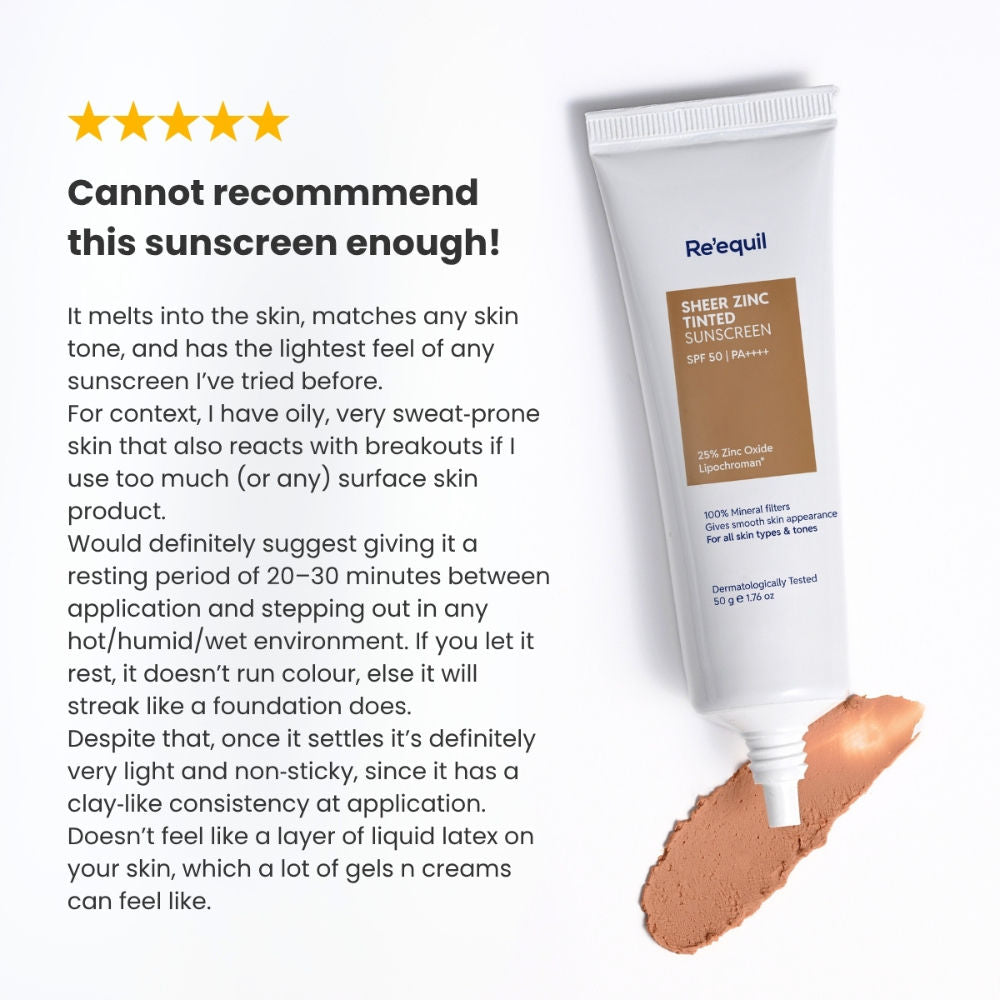 Sheer Zinc Tinted Sunscreen Spf 50 Pa+++ 100% Mineral Sunscreen