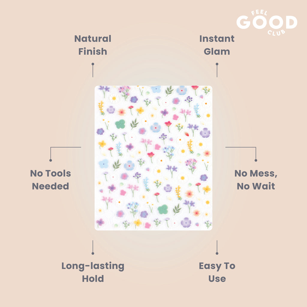 Pastel Petals Nail Stickers For Quick Nail Art -Peel & Apply After Nail Polish Enamel