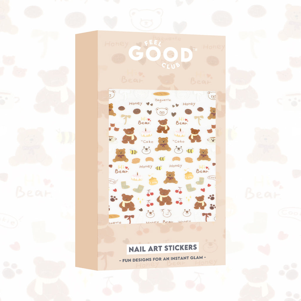 Bows & Bears Nail Stickers For Quick Nail Art - Peel & Apply After Nail Polish Enamel