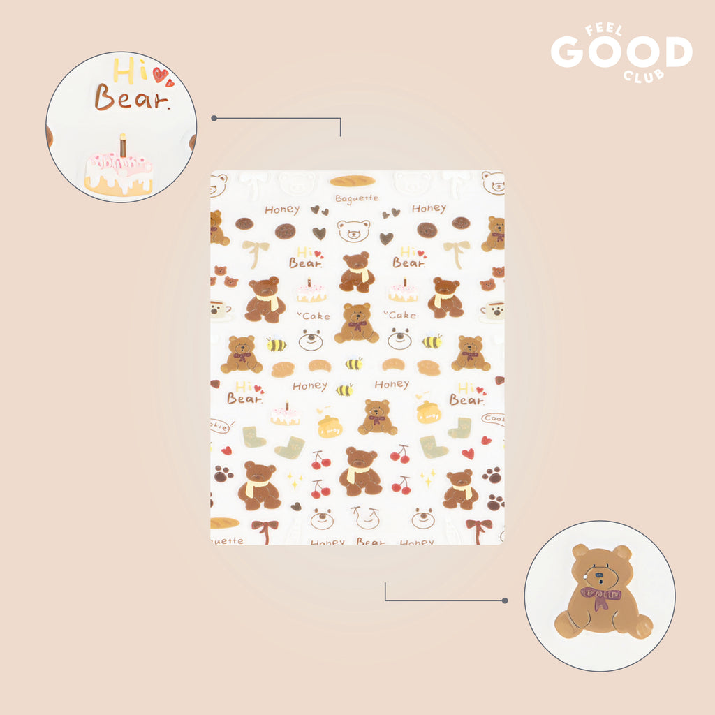 Bows & Bears Nail Stickers For Quick Nail Art - Peel & Apply After Nail Polish Enamel