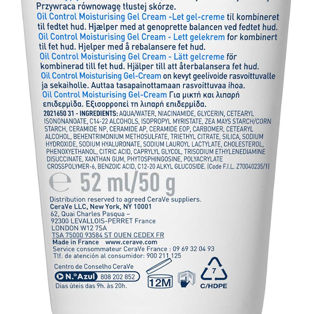 Oil Control Gel-Cream Lightweight Moisturizer For Oily & Combination Skin With Shine Control