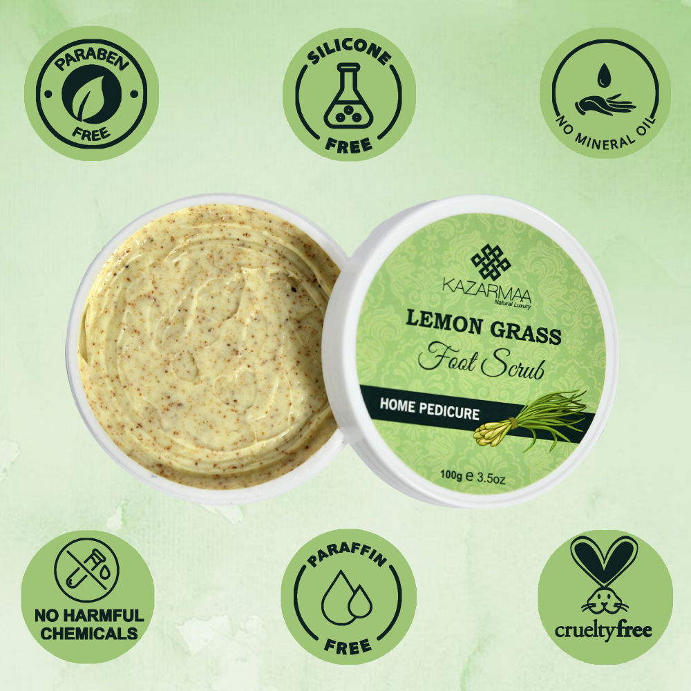 Lemon Grass Foot Scrub For Home Pedicure With Natural Oils And Foot Scrubber Tool