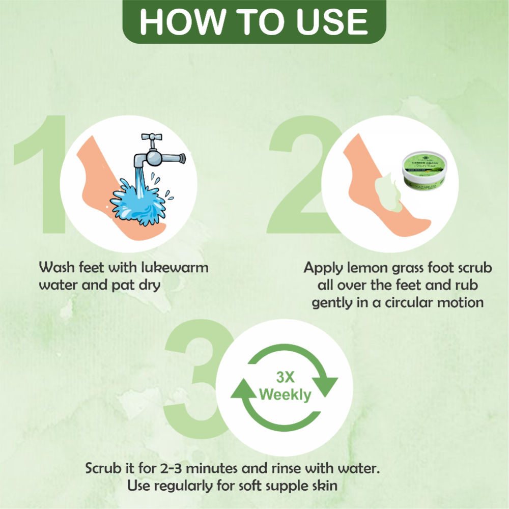 Lemon Grass Foot Scrub For Home Pedicure With Natural Oils And Foot Scrubber Tool