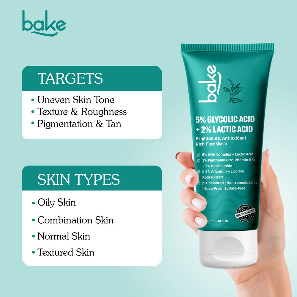 5% Glycolic Acid + 2% Lactic Acid Daily Face Wash For Pigmentation & Glowing Skin