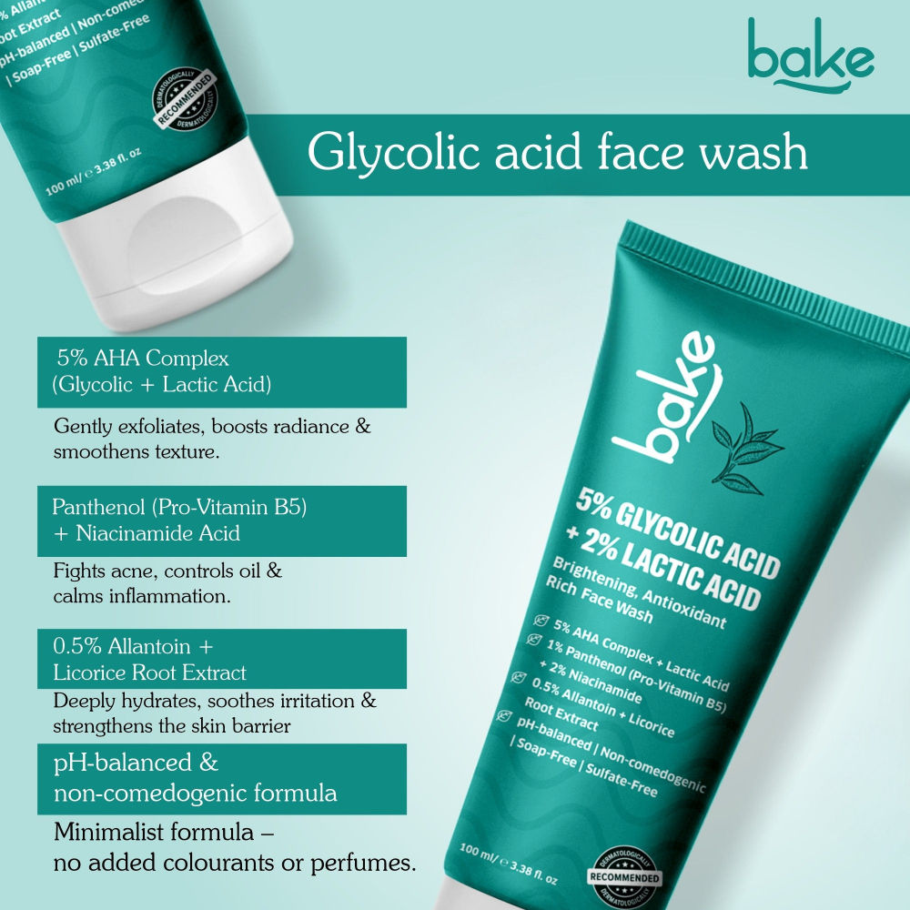 5% Glycolic Acid + 2% Lactic Acid Daily Face Wash For Pigmentation & Glowing Skin