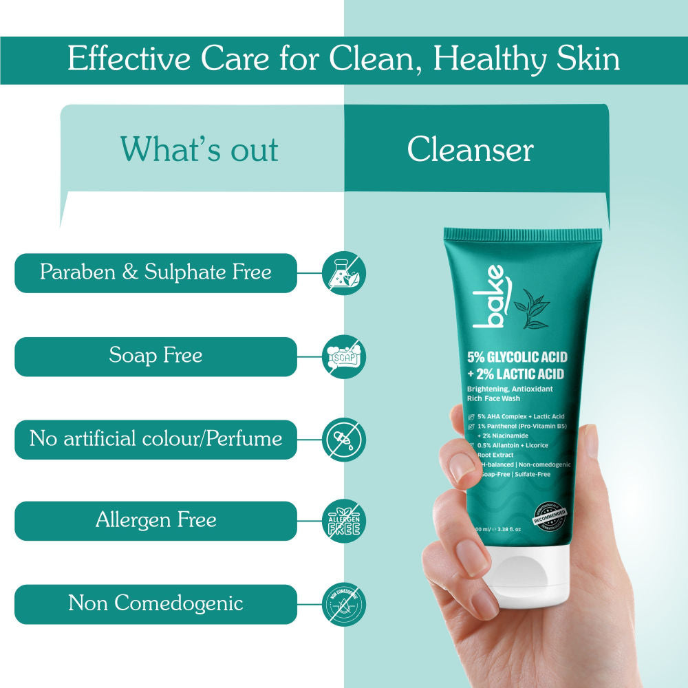 5% Glycolic Acid + 2% Lactic Acid Daily Face Wash For Pigmentation & Glowing Skin