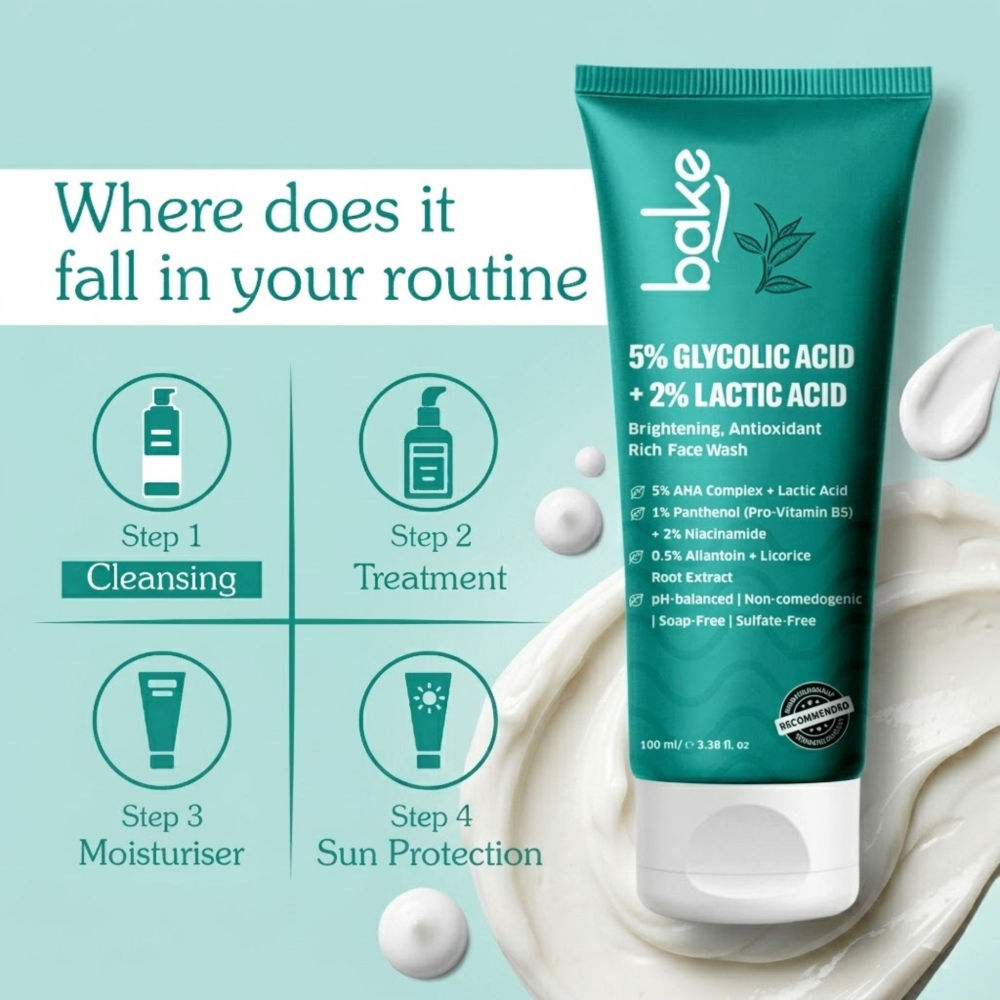 5% Glycolic Acid + 2% Lactic Acid Daily Face Wash For Pigmentation & Glowing Skin