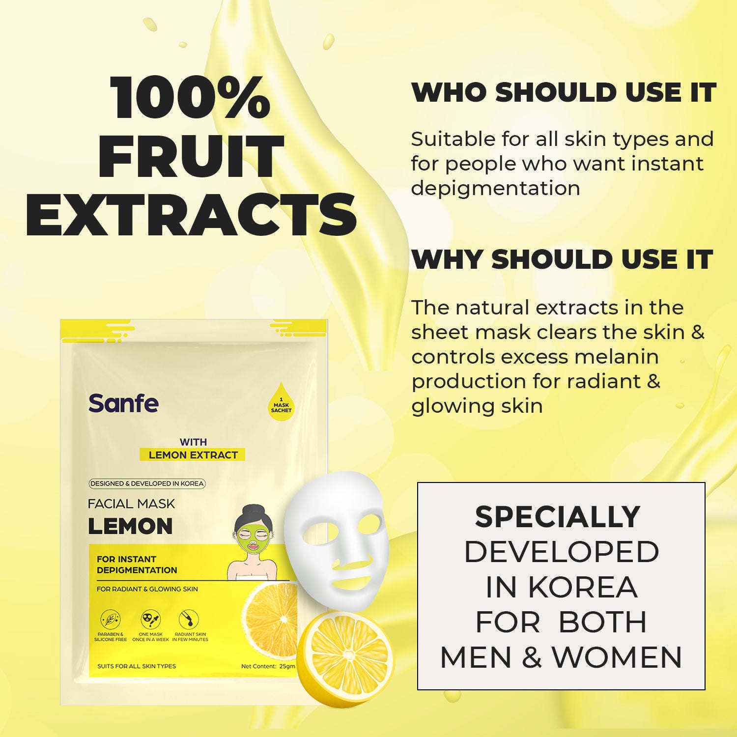 Instant Depigmentation Lemon Facial Mask