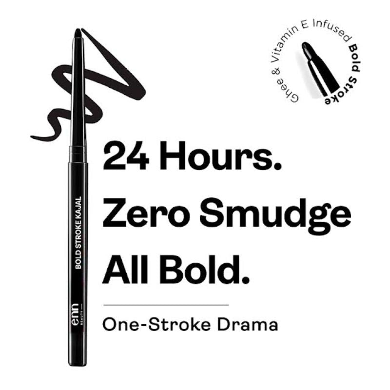 Bold Stroke Kajal - 24H Waterproof, Smudge-Proof & Long-Lasting, Intense Black