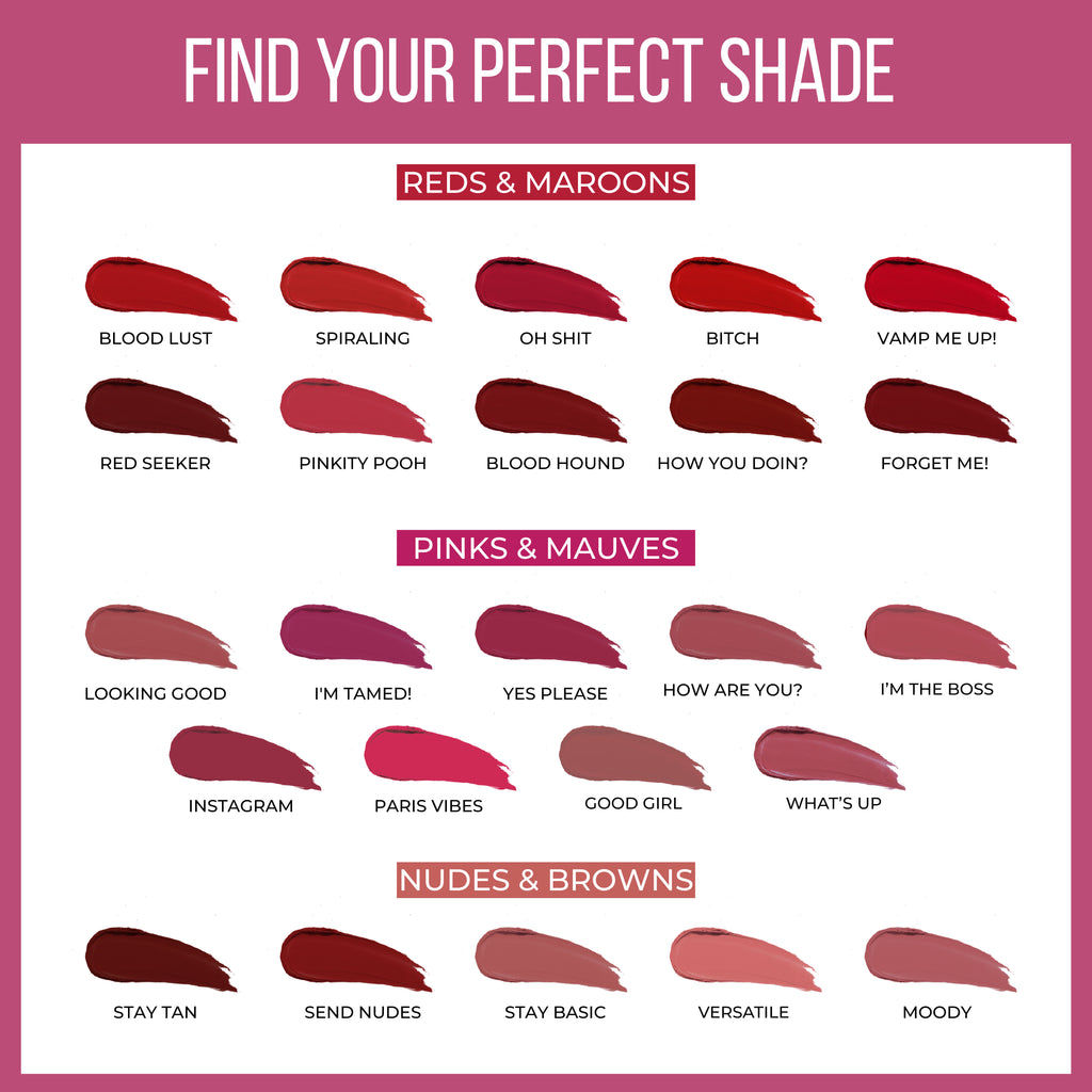 24 Hrs Non Transfer Matte Lipstick, Creamy Texture Matte Finish, Waterproof