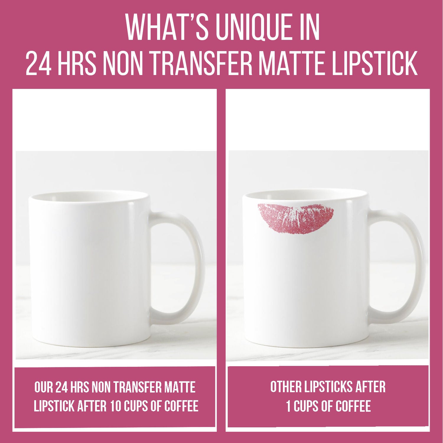 24 Hrs Non Transfer Matte Lipstick, Creamy Texture Matte Finish, Waterproof