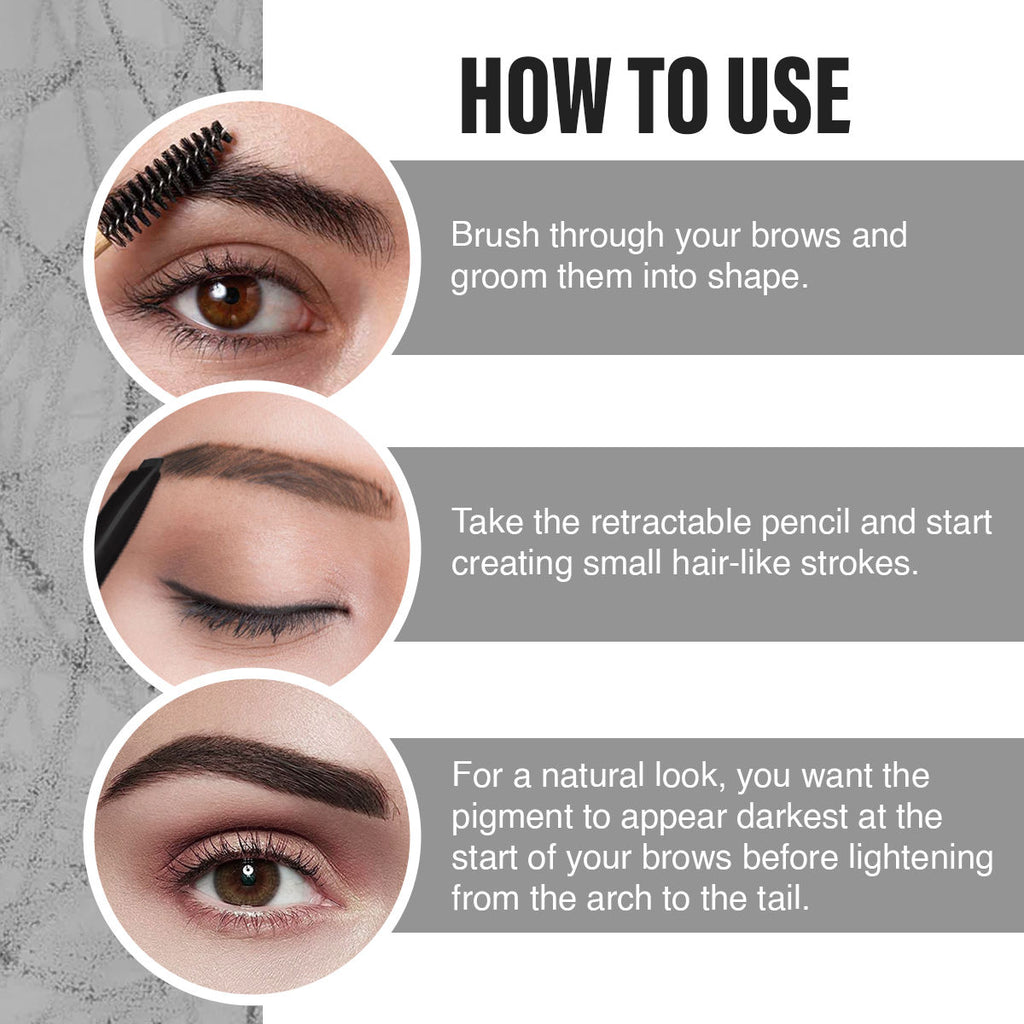 Smudge Free Eyebrow Pencil, 2 In1 Define & Blend,12hrs Long Lasting