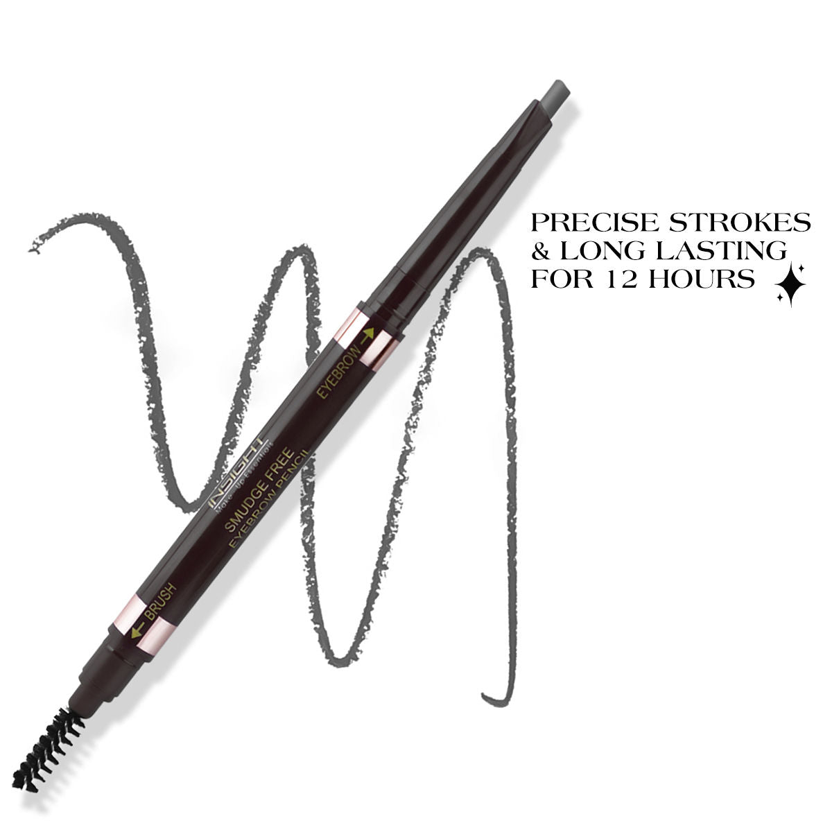 Smudge Free Eyebrow Pencil, 2 In1 Define & Blend,12hrs Long Lasting - Dark Gray