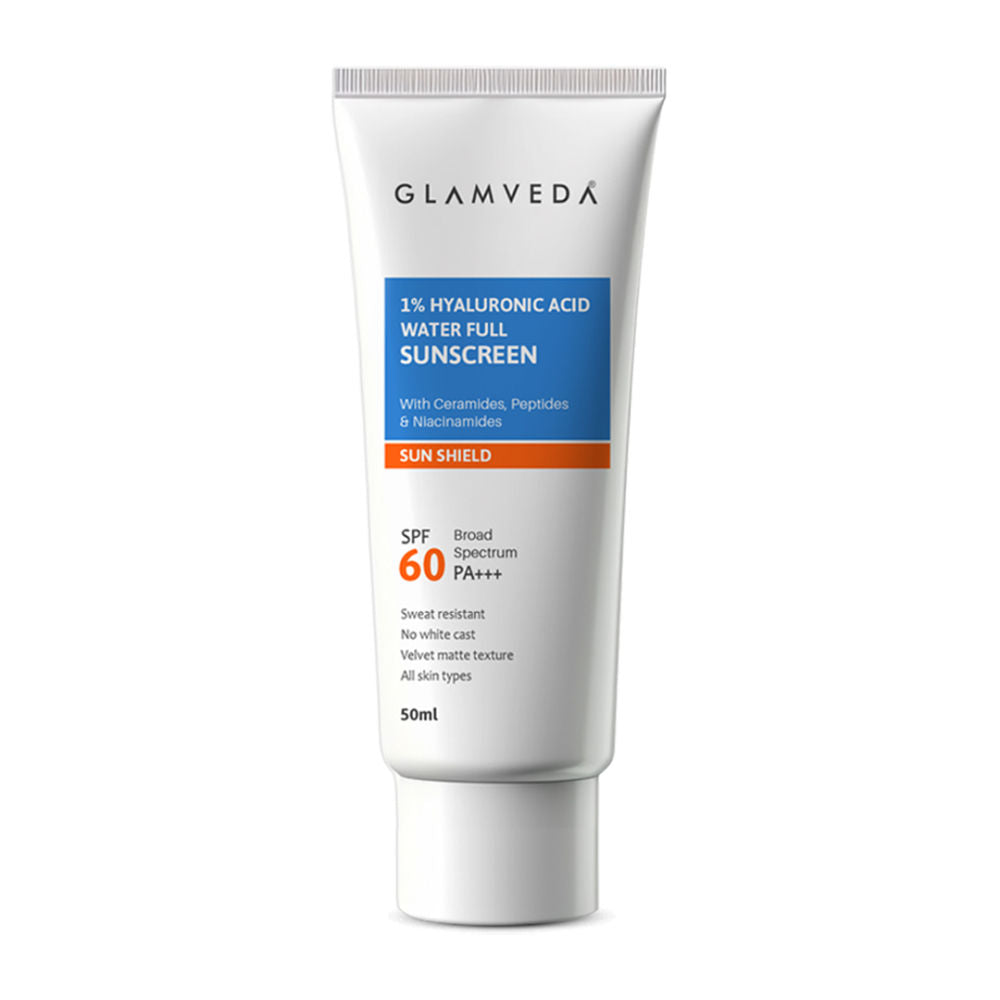 1% Hyaluronic Acid Sunscreen SPF 60 PA+++ No White Cast & Sweat Resistant, All Skin Type