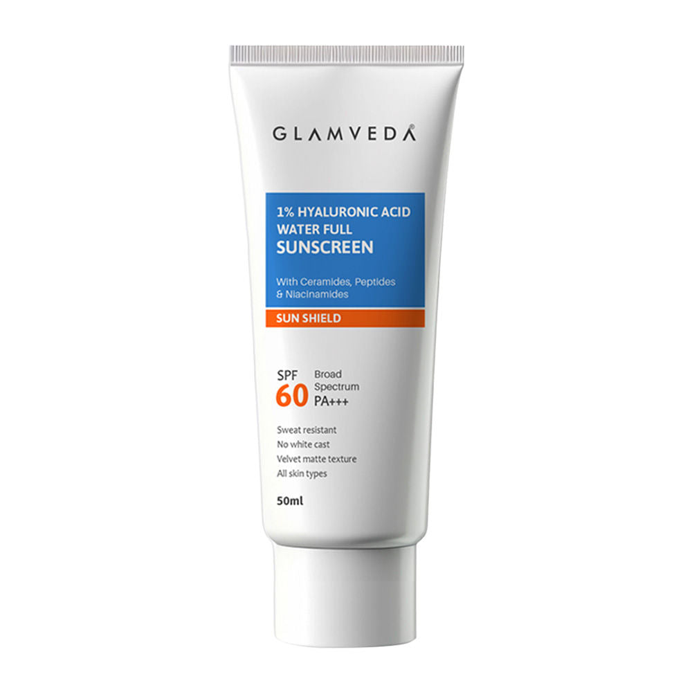 1% Hyaluronic Acid Sunscreen SPF 60 PA+++ No White Cast & Sweat Resistant, All Skin Type