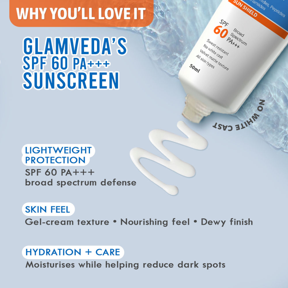 1% Hyaluronic Acid Sunscreen SPF 60 PA+++ No White Cast & Sweat Resistant, All Skin Type