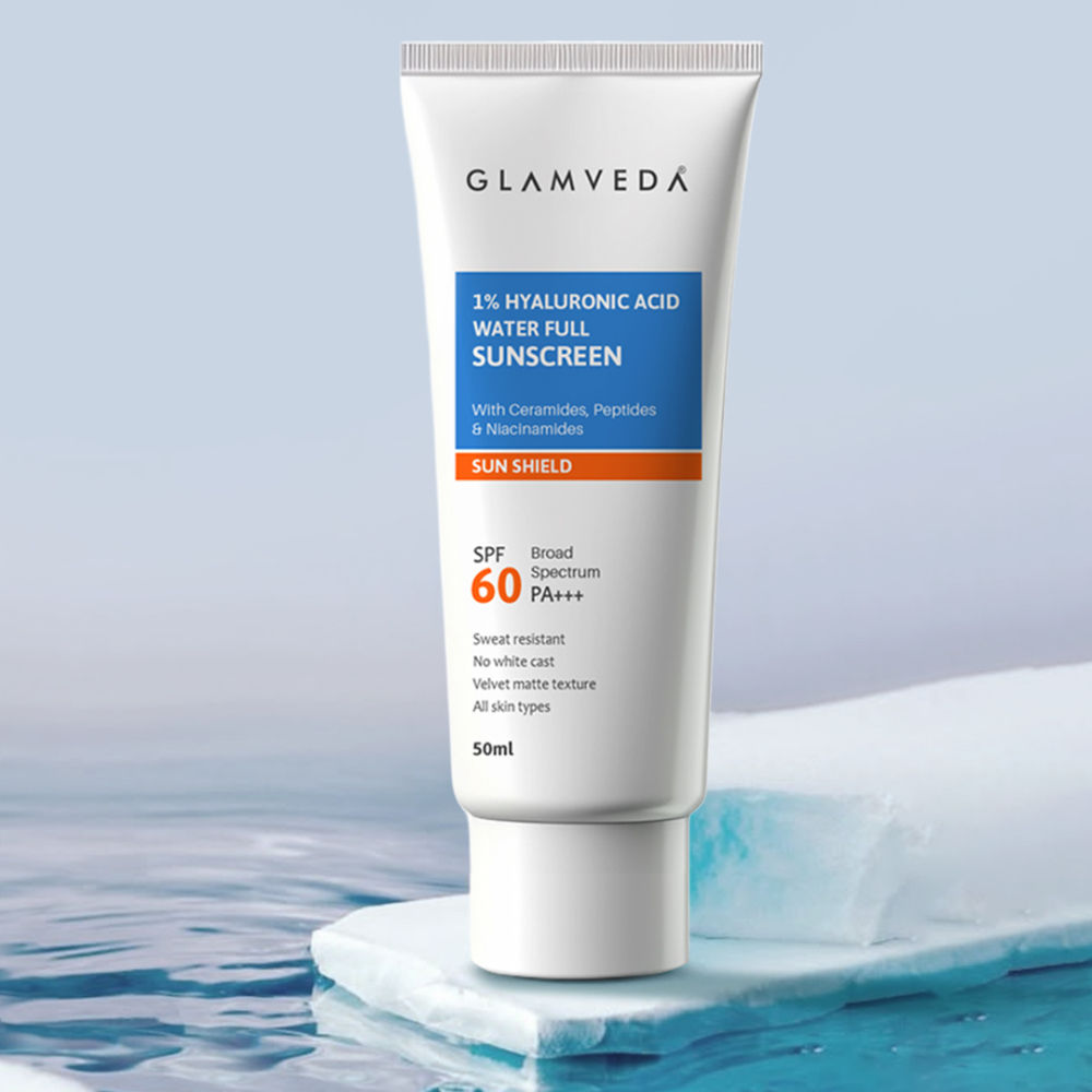 1% Hyaluronic Acid Sunscreen SPF 60 PA+++ No White Cast & Sweat Resistant, All Skin Type