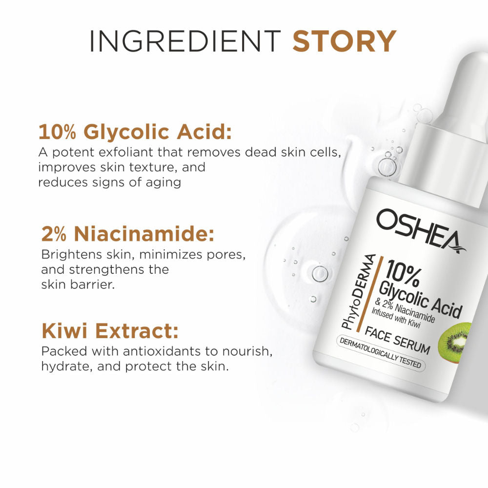 Phytoderma Face Serum With 10% Glycolic Acid & 2% Niacinamide For Dull & Rough Skin