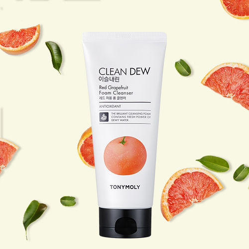 Korean Clean Dew Red Grapefruit Foam Cleanser with Antioxidants to Boost Skin Elasticity