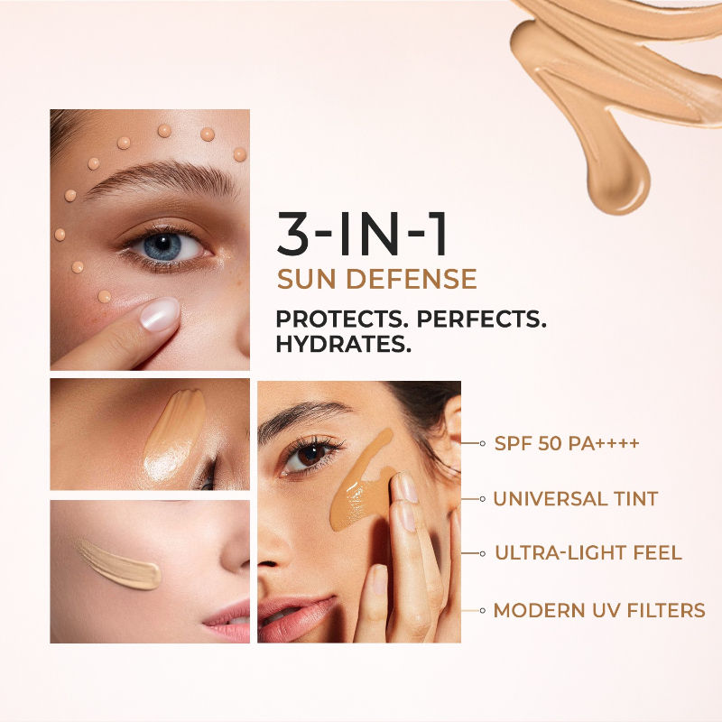 Aqua Fusion Tinted Sunscreen 5X Protection Non-Greasy, All Skin Types SPF 50 Pa++++