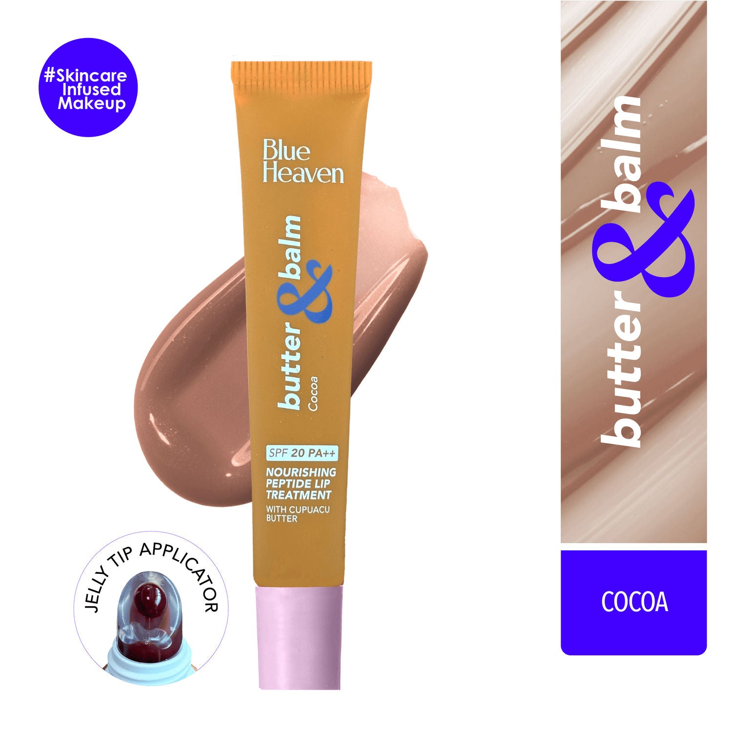 Butter & Balm Tinted Lip Balm with spf 20 PA++ Infused with Cupuacu Butter - Cocoa