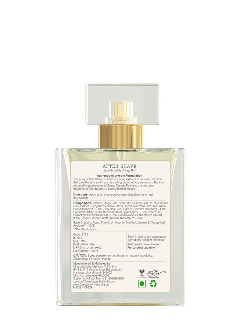 Aftershave Spray with Sandalwood & Orange Peel - With Aloe Vera For Him