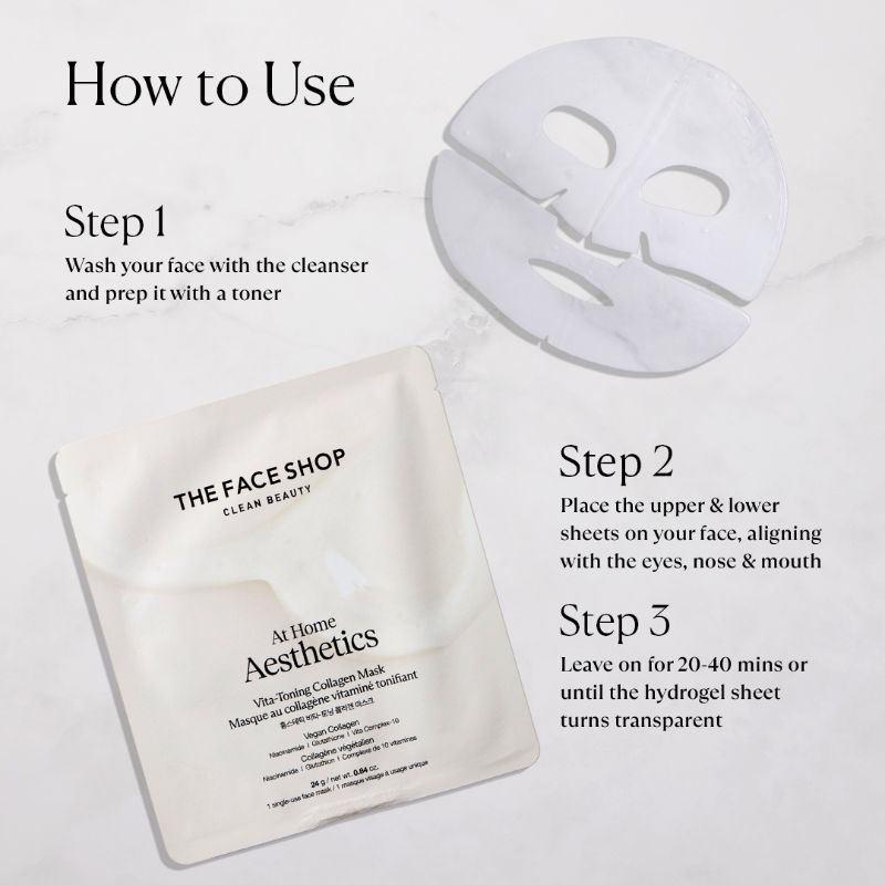 Korean Hydro Gel Sheet Mask - Vitamins, Vegan Collagen, Glutathione & Hyaluronic Acids