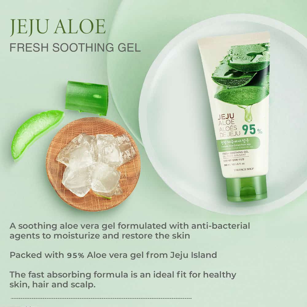 Jeju Aloe Fresh Soothing Gel Tube, Pure Non Sticky Aloe Gel For Body, Face & Hair