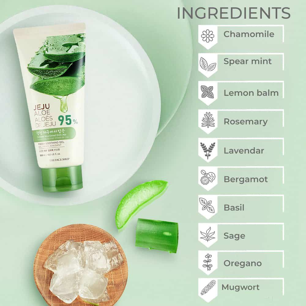 Jeju Aloe Fresh Soothing Gel Tube, Pure Non Sticky Aloe Gel For Body, Face & Hair