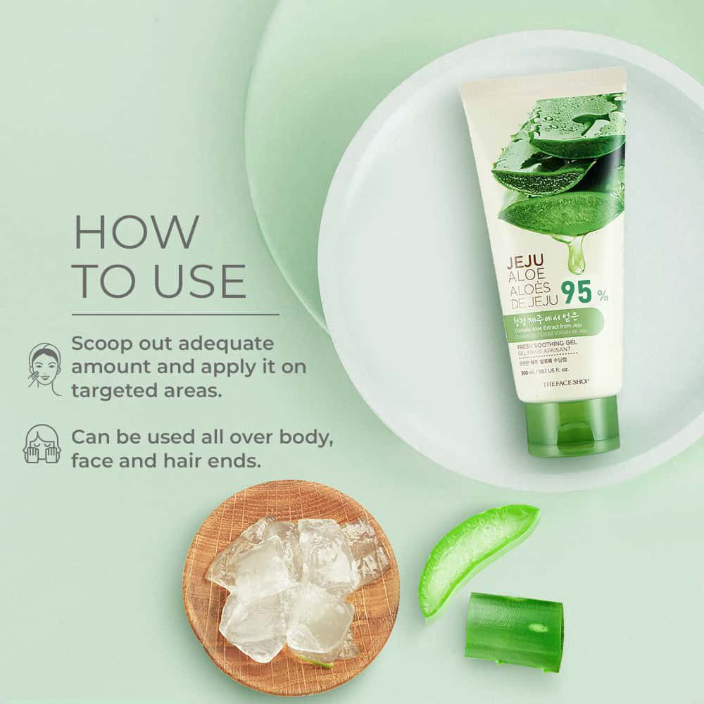 Jeju Aloe Fresh Soothing Gel Tube, Pure Non Sticky Aloe Gel For Body, Face & Hair