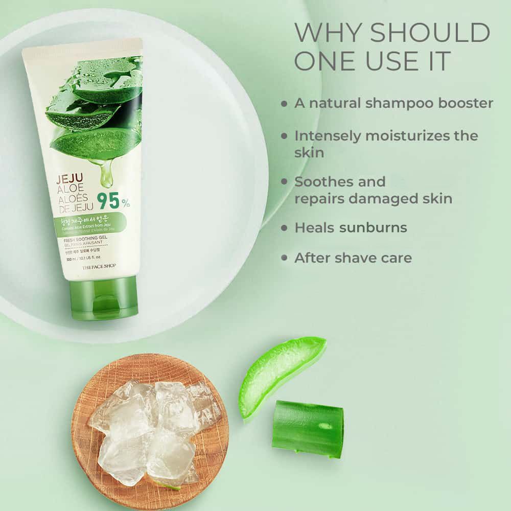 Jeju Aloe Fresh Soothing Gel Tube, Pure Non Sticky Aloe Gel For Body, Face & Hair