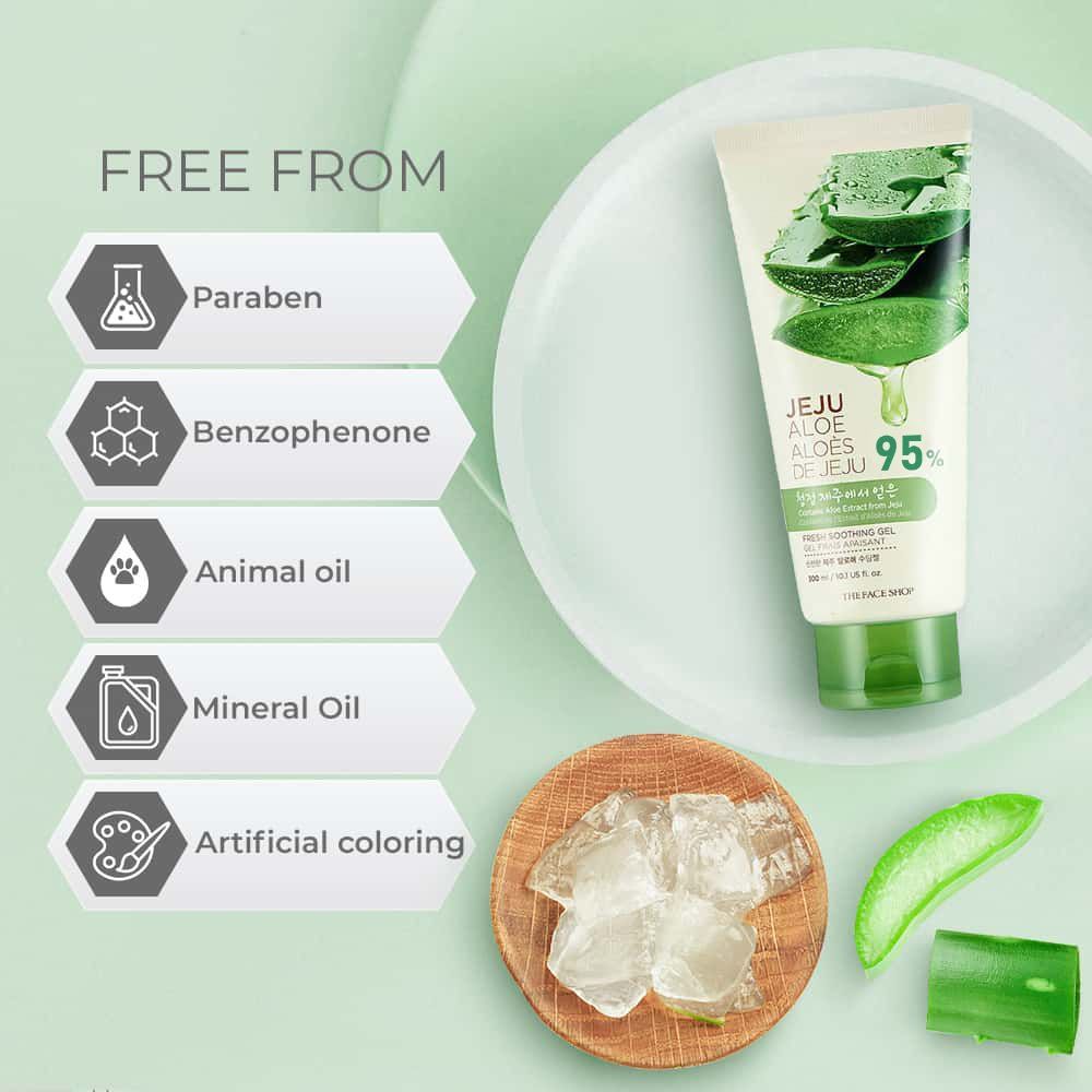 Jeju Aloe Fresh Soothing Gel Tube, Pure Non Sticky Aloe Gel For Body, Face & Hair