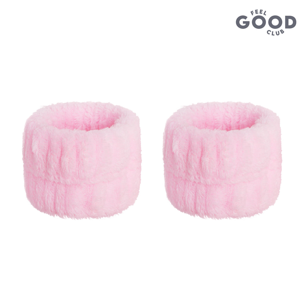 Pink Bubble Headband & Wristbands - Set For Face Wash Skincare Makeup And Spa