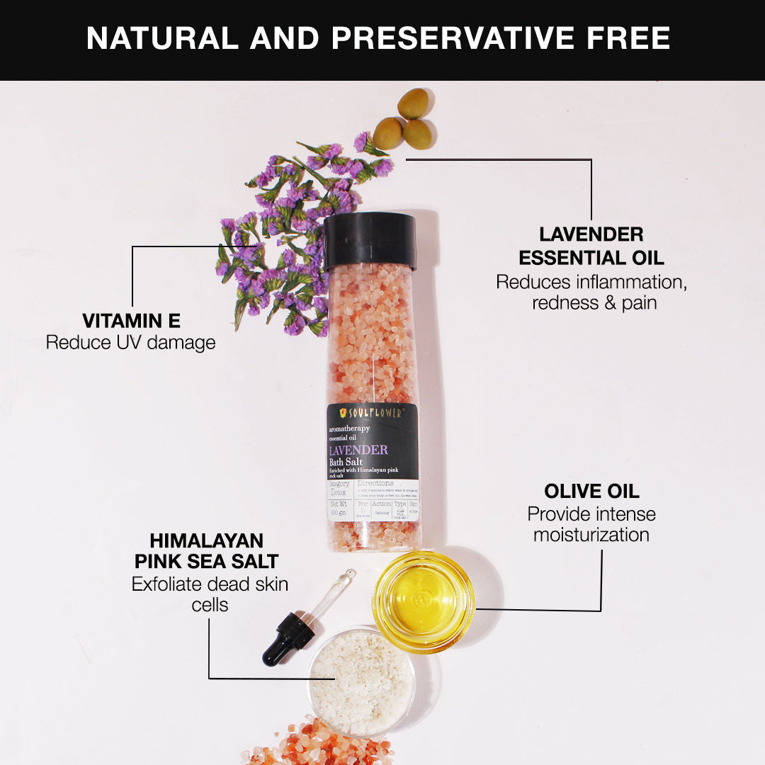 Exfoliating Lavender Himalayan Pink Rock Bath Salt With Vitamin E Olive For Sore Muscles