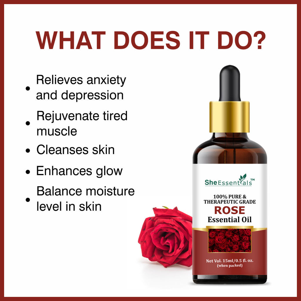 Rose Essential Oil For Glowing & Brightening Skin - 100% Natural