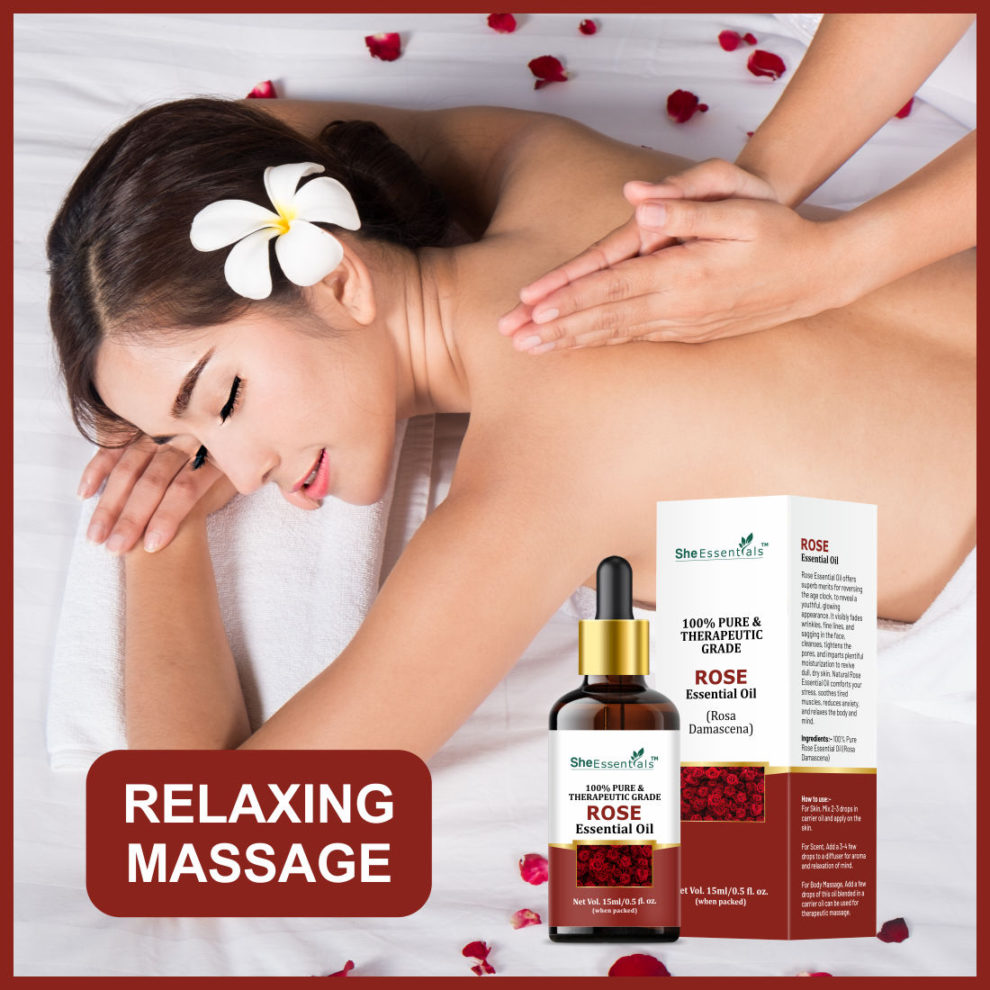 Rose Essential Oil For Glowing & Brightening Skin - 100% Natural